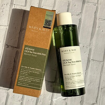 تونر درخت چای و لایه بردار مری اند می 200 میل Mary & May Vegan Cica Teatree AHA PHA Blemish Toner