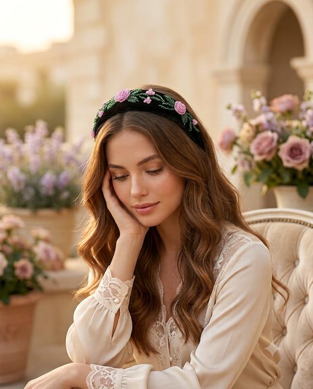 تل مو زنانه جواهردوزی مدل رزین