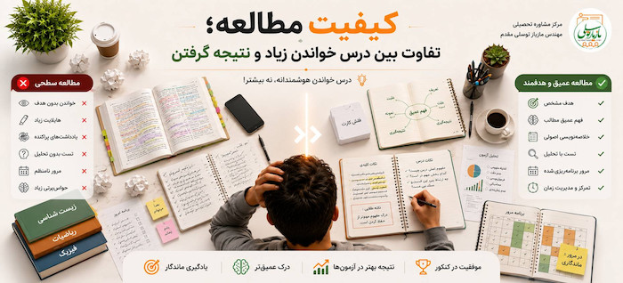 کیفیت مطالعه | تفاوت بین درس خواندن و یادگیری واقعی
