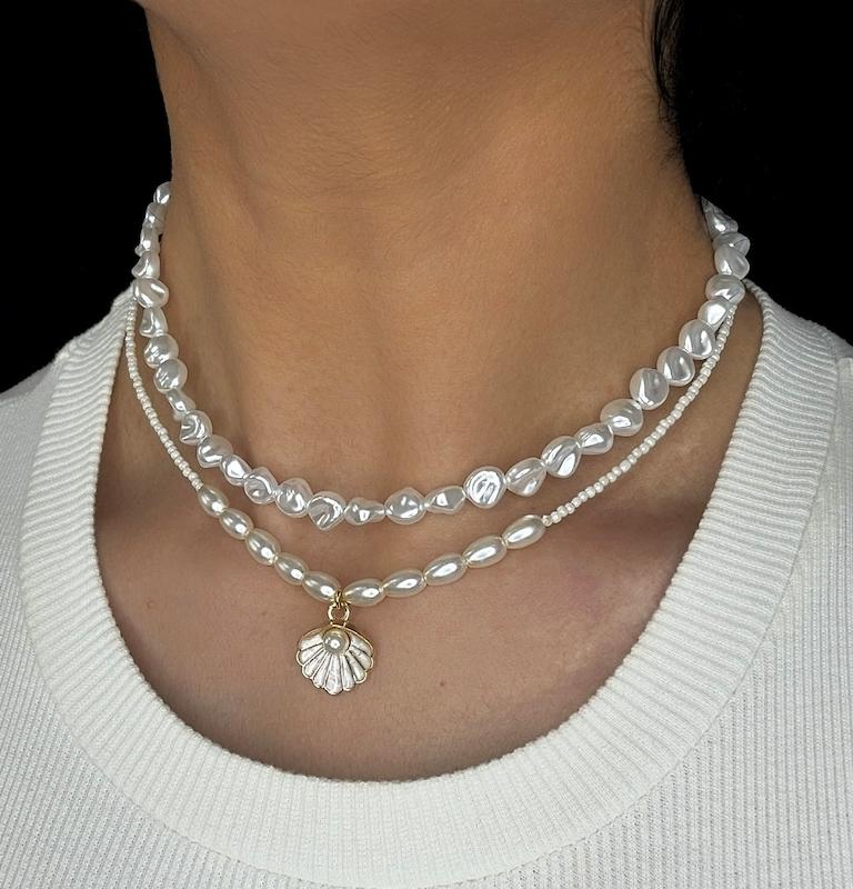 گردنبند صدفی مرواریدی تابستونی  ( مراقبتی)