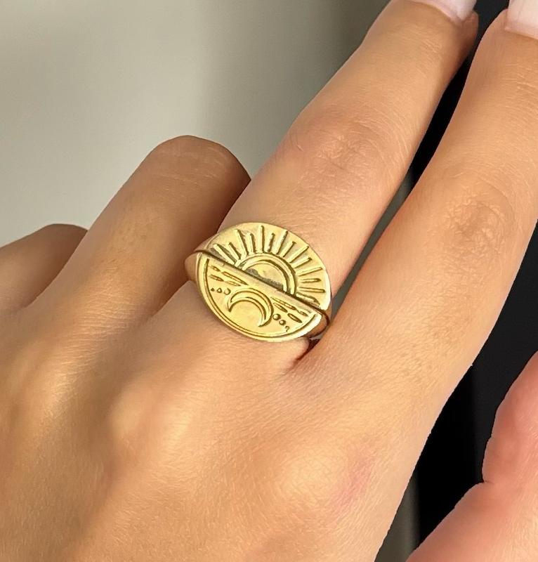 انگشتر دوتایی برنجی خورشید و ماه 