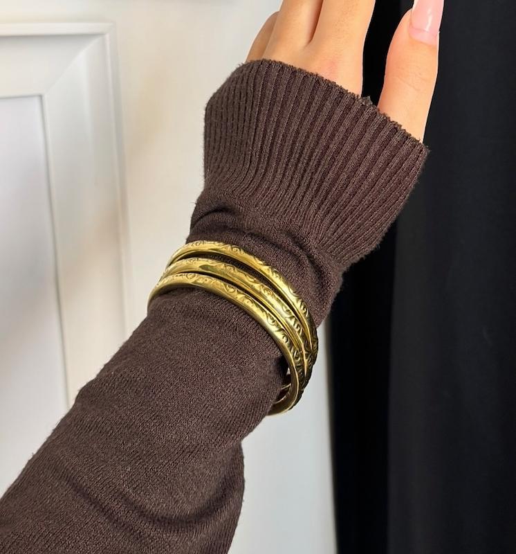 النگو سه تایی تمام برنجی (چکش خوری شده)