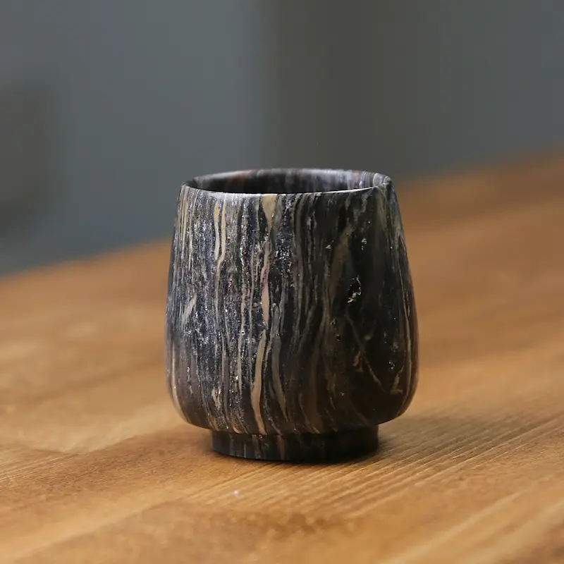 مجموعه ۲ عددی لیوان سنگی آسو با حک اختصاصی و بسته‌بندی چوبی