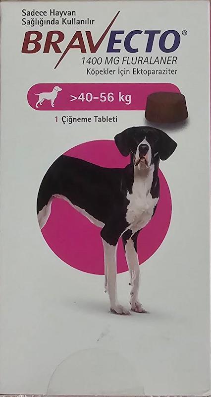 1 عدد قرص ضد کنه براوکتو Bravecto برای سگ با وزن 40 تا 56 کیلو شرکت MSD
