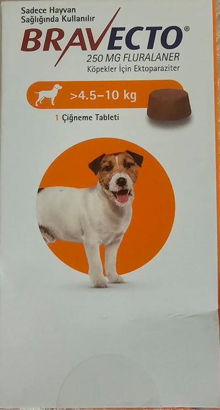 1 عدد قرص ضد کنه براوکتو Bravecto برای سگ با وزن 4.5 تا 10 کیلو شرکت MSD