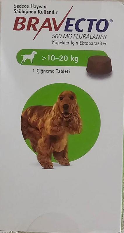1 عدد قرص ضد کنه براوکتو Bravecto برای سگ با وزن 10 تا 20 کیلو شرکت MSD