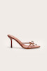 صندل پاشنه دار زنانه برند پرتی لیتل سینگ اورجینال انگلیس  PrettyLittleThing PU Round Toe Bow Detail Heel Sandals