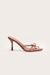 صندل پاشنه دار زنانه برند پرتی لیتل سینگ اورجینال انگلیس  PrettyLittleThing PU Round Toe Bow Detail Heel Sandals
