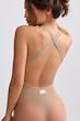 بادی سوت پشت باز بو اند تی BO+TEE اورجینال انگلیس BOANDTEE Ribbed Modal V-Neck Bodysuit in Mocha Brow