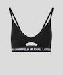 نیم تنه لوگودار پشت ‌باز کارل لاگرفیلد اورجینال از انگلیس KARL LAGERFELD Logo Peephole Bra Black
