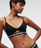 نیم تنه لوگودار پشت ‌باز کارل لاگرفیلد اورجینال از انگلیس KARL LAGERFELD Logo Peephole Bra Black