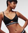 نیم تنه لوگودار پشت ‌باز کارل لاگرفیلد اورجینال از انگلیس KARL LAGERFELD Logo Peephole Bra Black