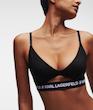 نیم تنه لوگودار پشت ‌باز کارل لاگرفیلد اورجینال از انگلیس KARL LAGERFELD Logo Peephole Bra Black