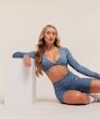 ست ورزشی نیم تنه آستین‌بلند و لگ طرح آداپت جیم شارک اورجینال از انگلیس  Gymshark Adapt Animal Set