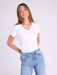 تی‌شرت زنانه سفید یقه هفت با نوار صورتی یو اس پولو اورجینال آمریکا U.S. Polo Assn. Women’s Double Band V-Neck T-Shirt 