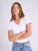 تی‌شرت زنانه سفید یقه هفت با نوار صورتی یو اس پولو اورجینال آمریکا U.S. Polo Assn. Women’s Double Band V-Neck T-Shirt 