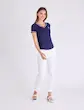 تی‌شرت زنانه یقه هفت با نوار سه‌رنگ امضای یو اس پولو اورجینال آمریکا U.S. Polo Assn. V-Neck Signature Stripe Trim T-Shirt