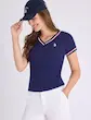 تی‌شرت زنانه یقه هفت با نوار سه‌رنگ امضای یو اس پولو اورجینال آمریکا U.S. Polo Assn. V-Neck Signature Stripe Trim T-Shirt