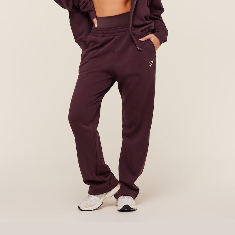 شلوار جاگر فلیس راسته و راحت زنانه جیم شارک اورجینال از ایتالیا Gymshark Training Fleece Straight Leg Regular Joggers Cherry Purple  