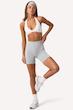 شلوارک ورزشی فاق ‌بلند بو اند تی اورجینال از انگلیس Bo+Tee Define Luxe High-Waist Biker Shorts Fog