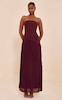پیراهن ماکسی زنانه دکلته پلیسه‌ای از پرتی لیتل سینگز انگلیس PRETTYLITTLETHING Plum Woven Bandeau Pleated Hem Detail Maxi Dress