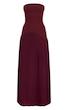 پیراهن ماکسی زنانه دکلته پلیسه‌ای از پرتی لیتل سینگز انگلیس PRETTYLITTLETHING Plum Woven Bandeau Pleated Hem Detail Maxi Dress