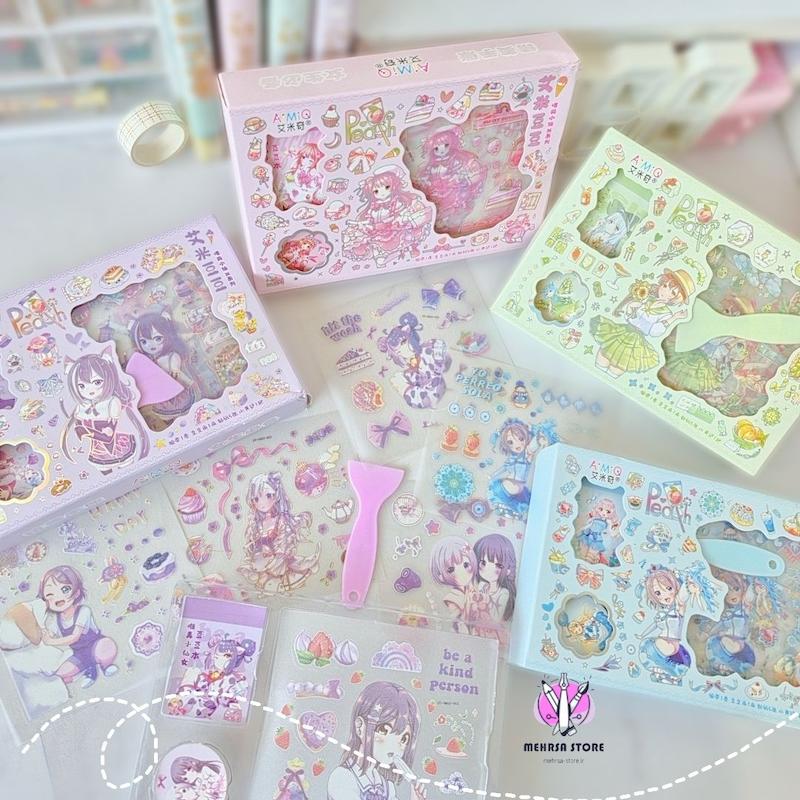 پک استیکر طرح انیمه | پک فانتزی با واشی و دفترچه استیکر