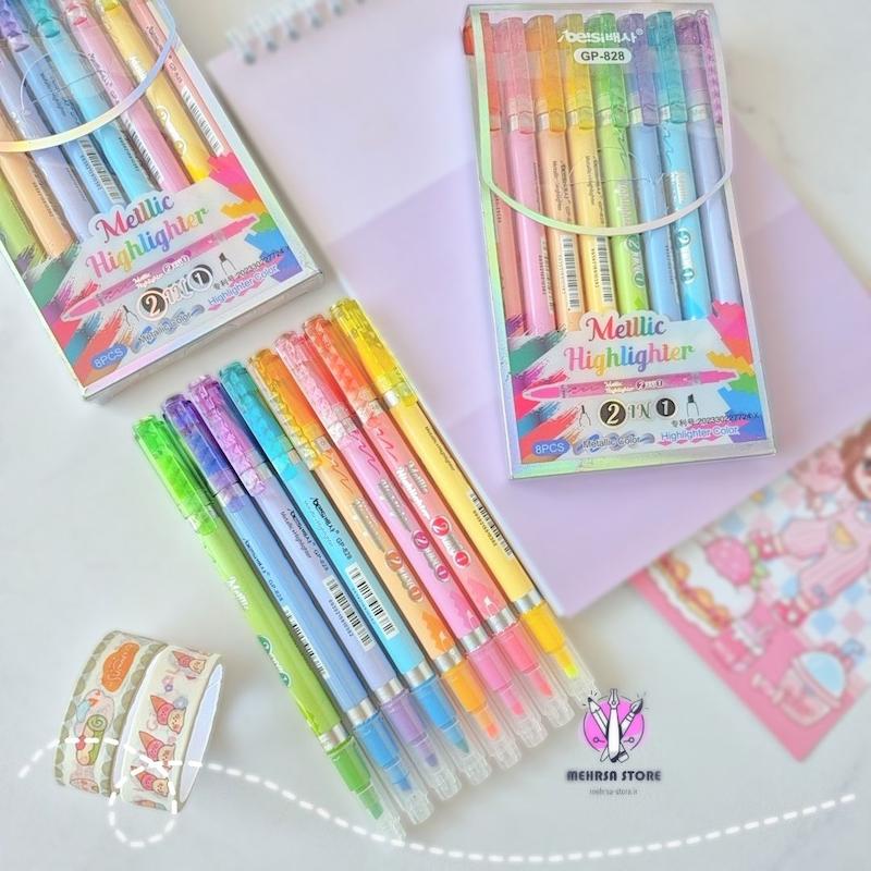 هایلایتر و رواننویس ۸ رنگ