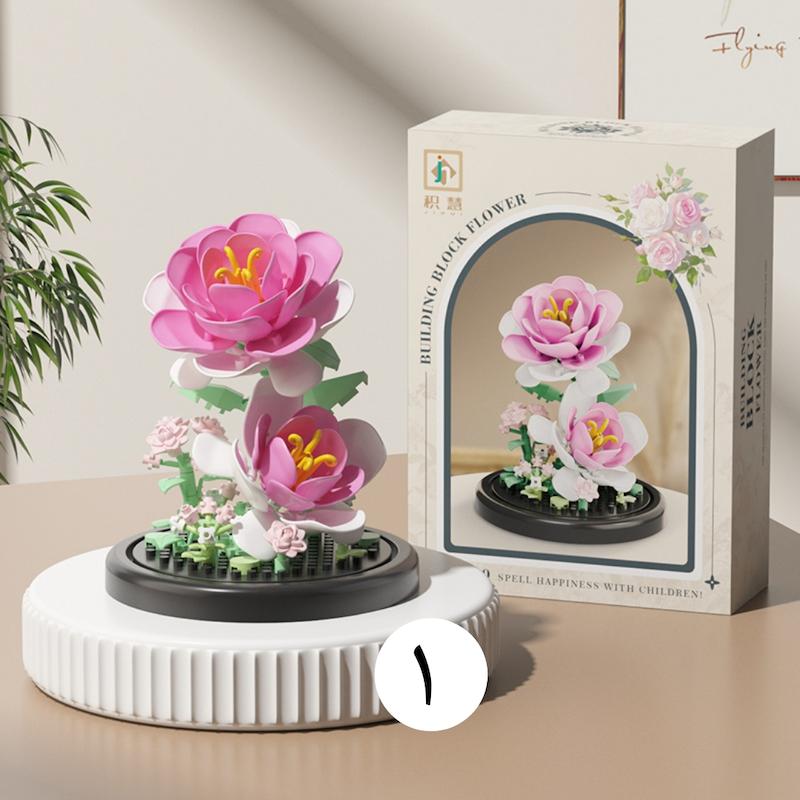 لگو گل دکوری | ست ساخت گل‌های فانتزی با پایه 