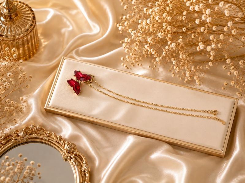 گردنبند سوارسکی قرمز