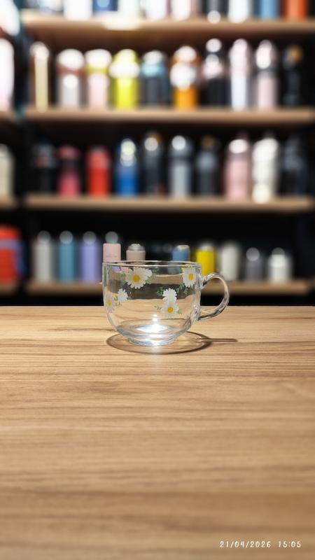 لیوان شیشه ای طرح گل بابونه