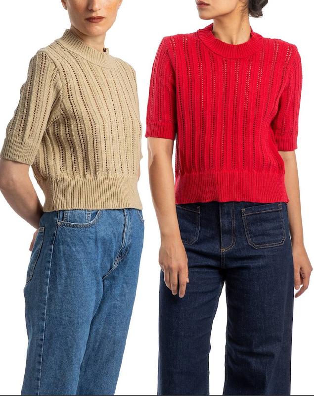 بلوز توری با نخ کتان