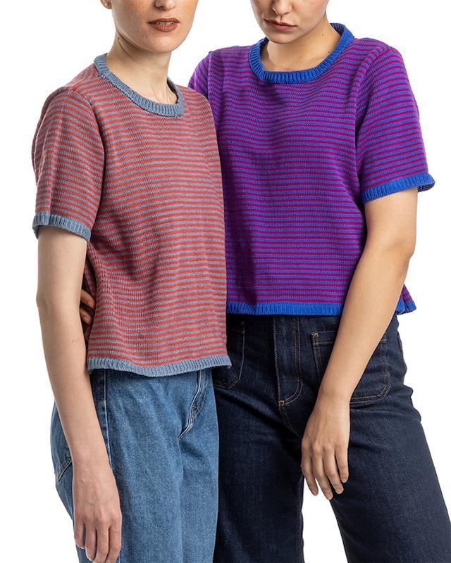 پلیور راه‌راه آستین کوتاه