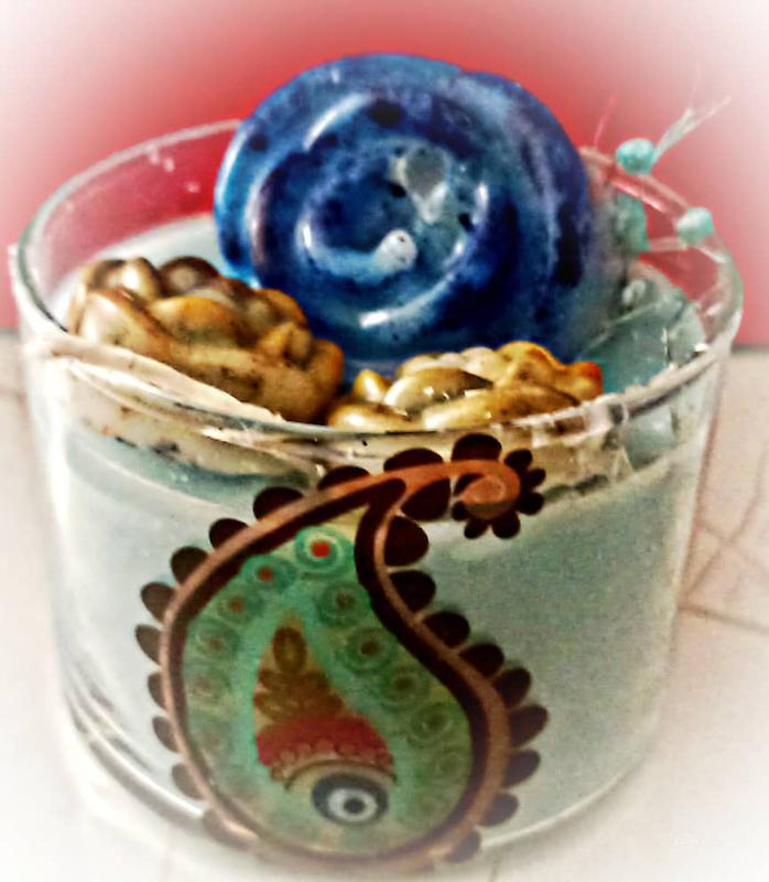 شمع شیشه ای طرح ترمه