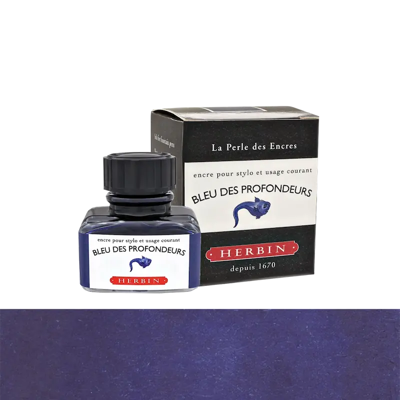 شیشه جوهر خودنویس هربین J.Herbin Bleu des Profondeurs آبی تیره