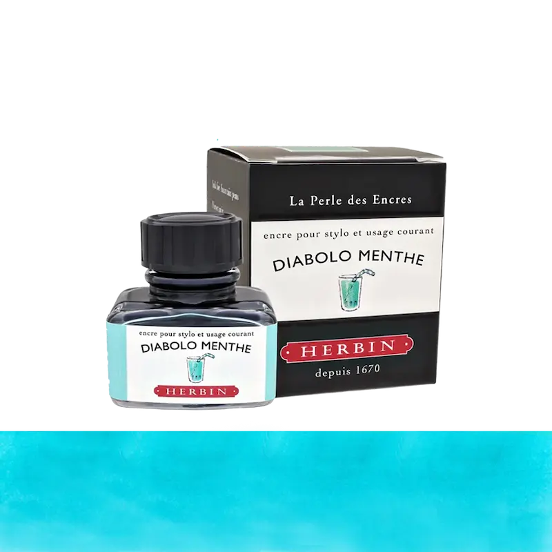شیشه جوهر خودنویس هربین J.Herbin Diabolo Menthe فیروزه ای