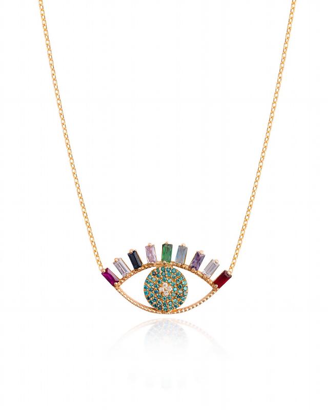 گردنبند چشم با سنگ های رنگی 