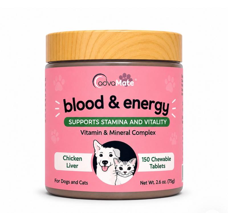 مکمل سگ و گربه AdvaMate Blood & Energy با طعم جگر مرغ – 150 عددی