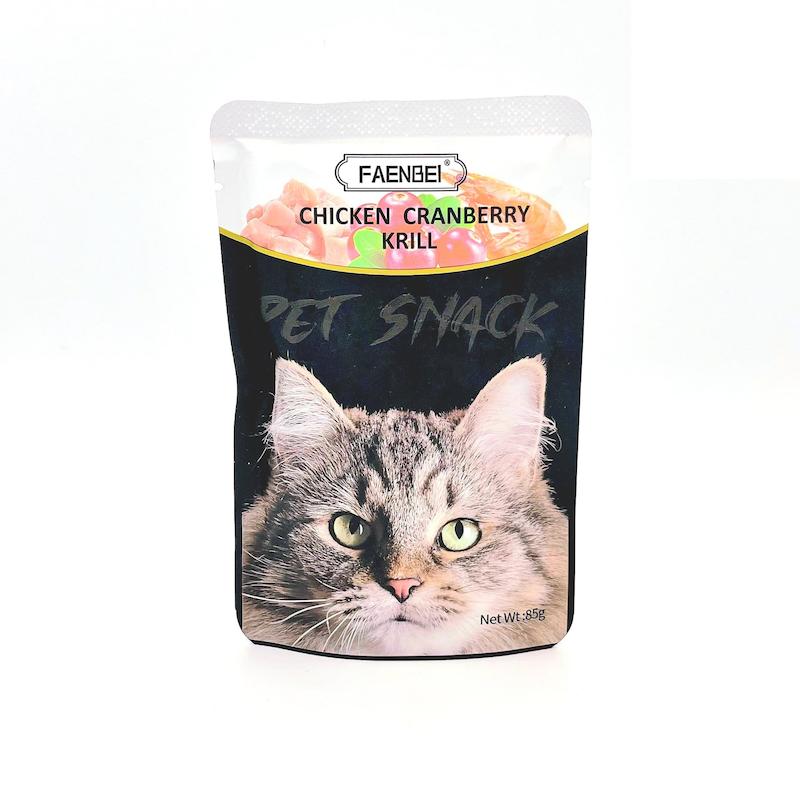 پوچ گربه فنبی طعم مرغ و کرن بری و میگو 85 گرم