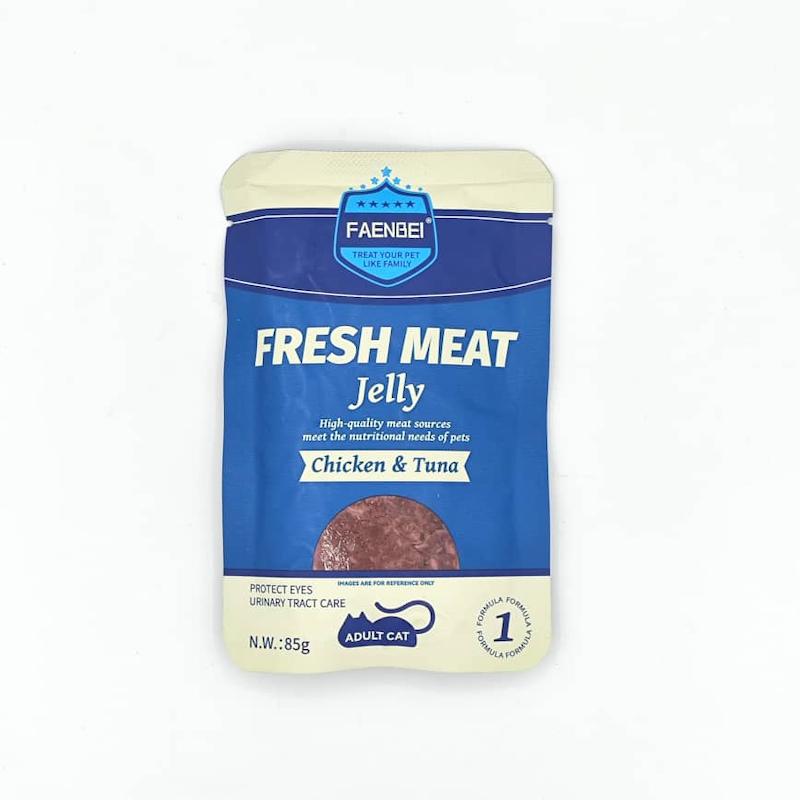 پوچ گربه فنبی نچرال در ژل با مرغ و ماهی تن