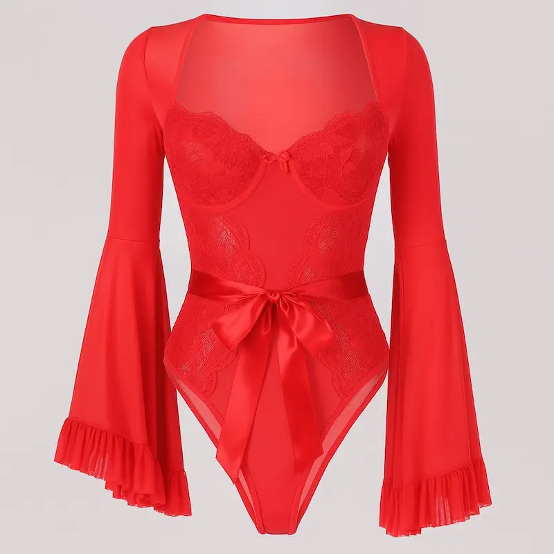 بادی آستین کلوش رنگ قرمز