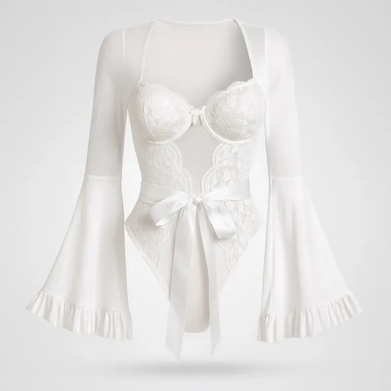 بادی آستین کلوش رنگ سفید