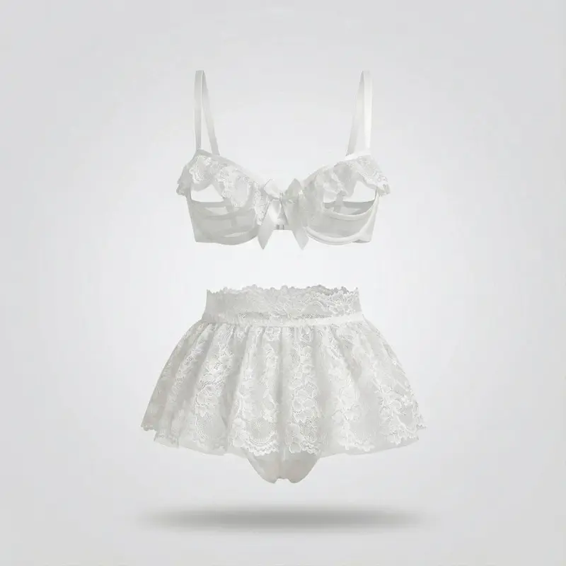 ست 3 تیکه دامنی رنگ سفید کد: 102346