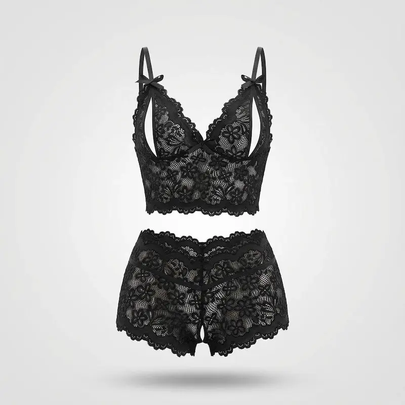 ست دانتل رنگ مشکی کد: 101408