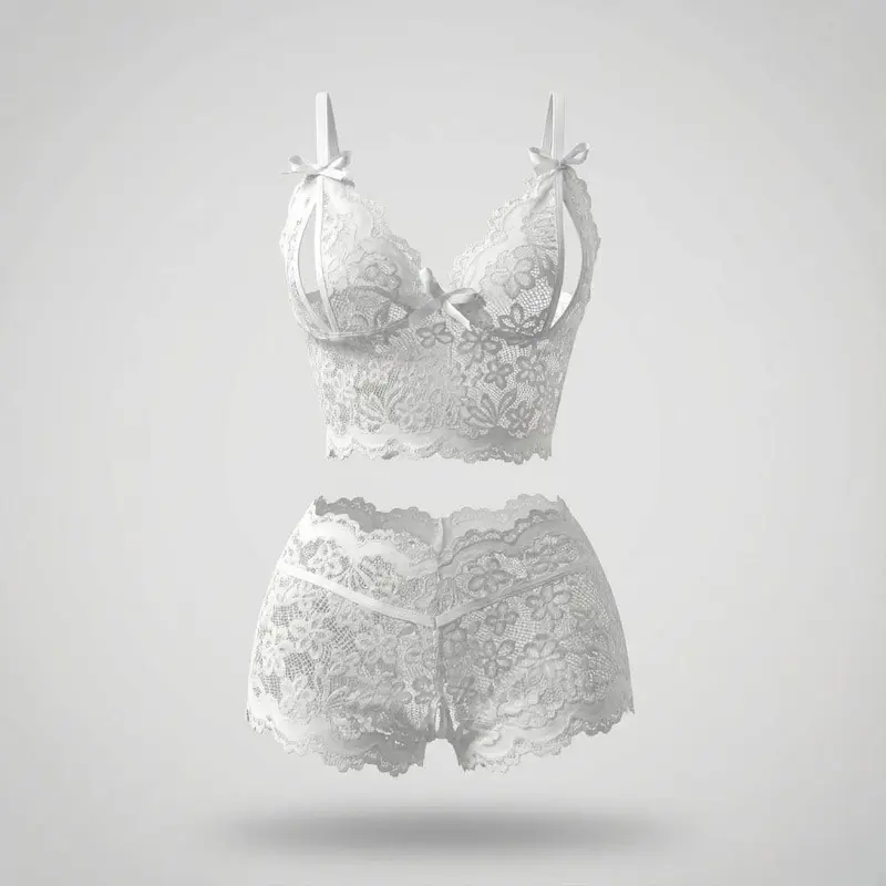 ست دانتل رنگ سفید کد: 101408