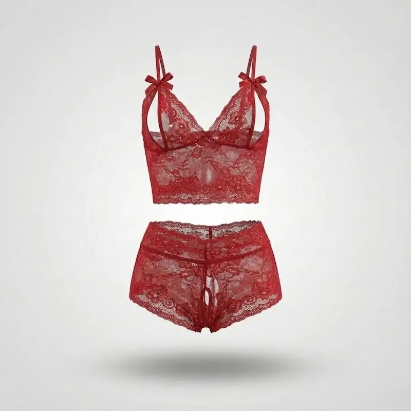 ست دانتل رنگ قرمز کد: 101408