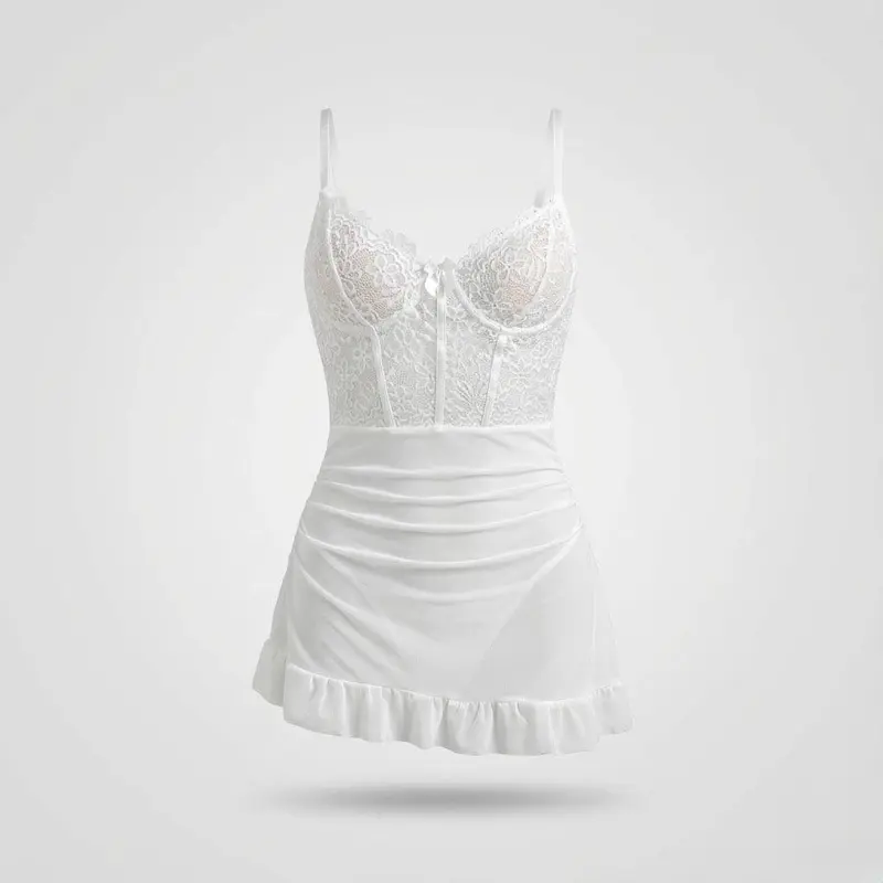 لباس خواب اندامی رنگ سفید کد: 103187