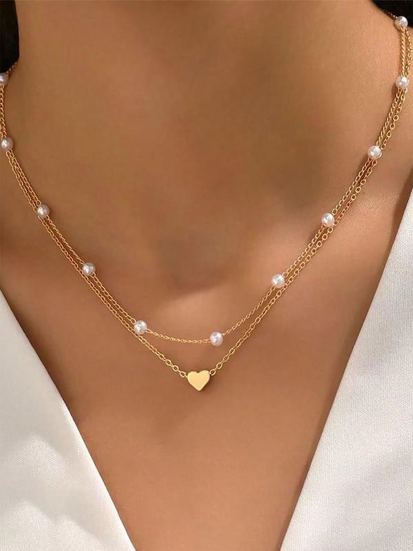 گردنبند دولاين قلب مرواريد