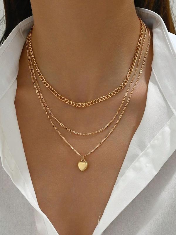 گردنبند سه لاين آويز قلب