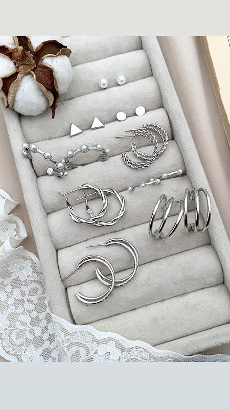 پك گوشواره نقره اي نازنازي